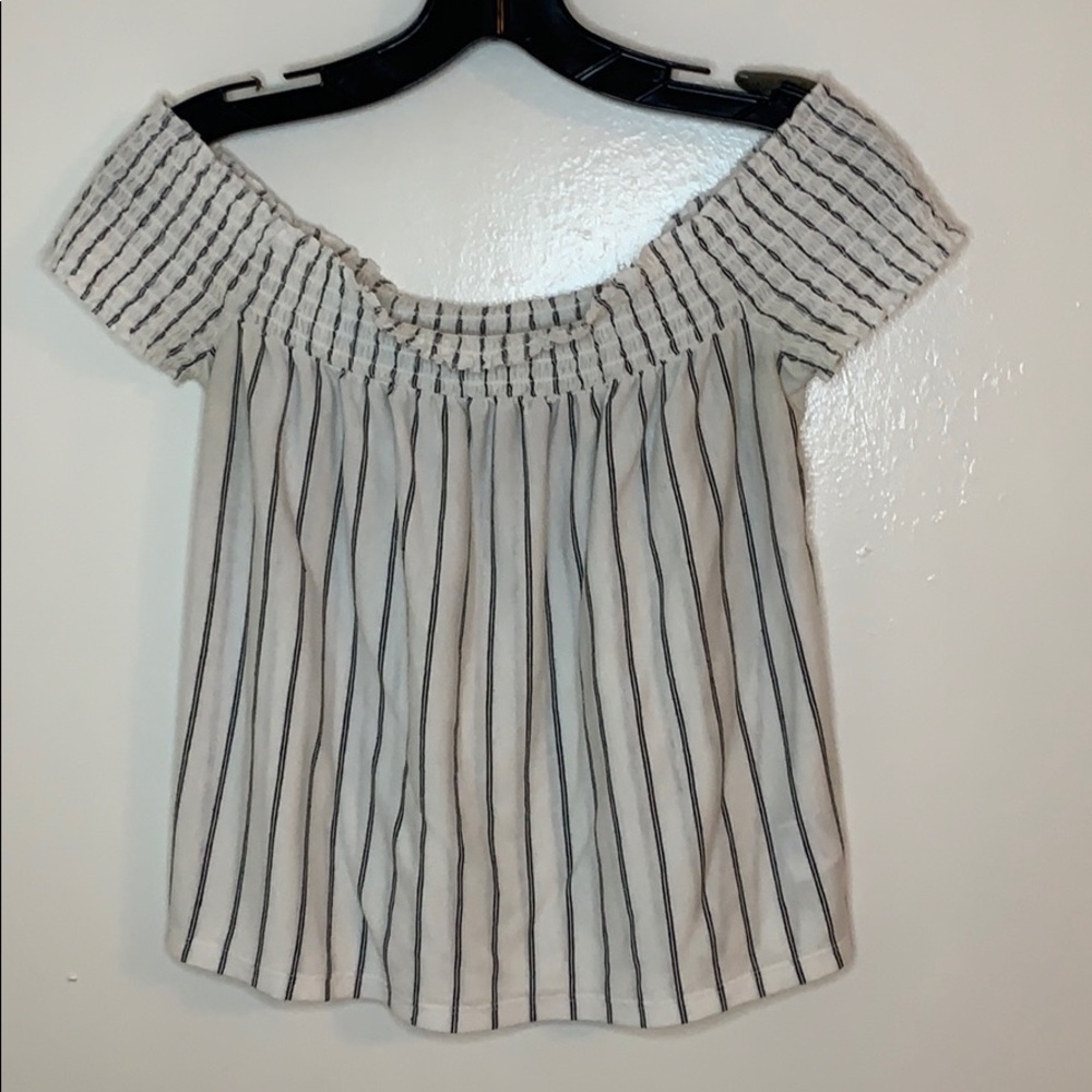 American Eagle white with black stripes crop top